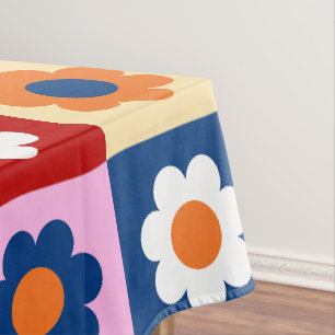 Retro Cute colourful Flowers Pattern  Tablecloth