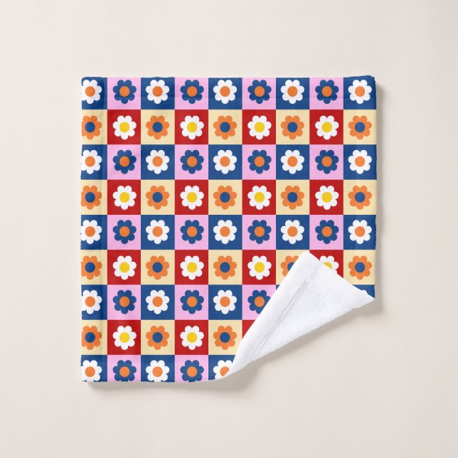 Retro Cute colourful Flowers Pattern  Wash Cloth (Wash Cloth)