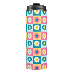 Retro Cute colourful Pastel Flowers Pattern Thermal Tumbler