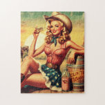 Retro Cute Cowgirl Jigsaw Puzzle<br><div class="desc">Retro Cute Cowgirl</div>