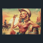 Retro Cute Cowgirl Kitchen Towel<br><div class="desc">Retro Cute Cowgirl</div>