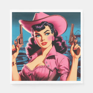 Retro Cute Cowgirl Napkin