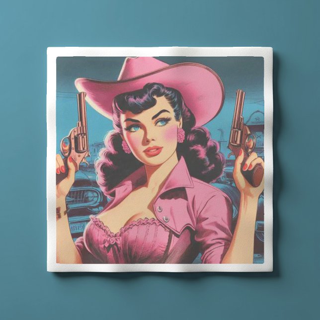 Retro Cute Cowgirl Napkin (Creator Uploaded)