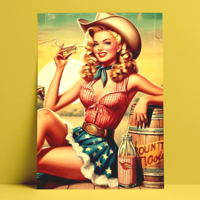 Retro Cute Cowgirl Postcard (Creator Uploaded)