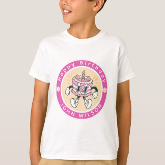 Retro Cute Dancing Birthday Cake T-Shirt