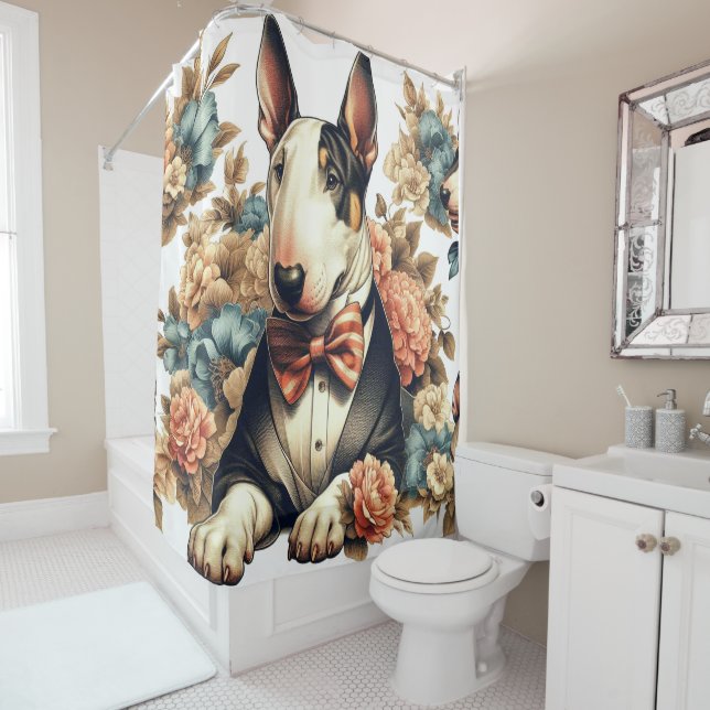 Retro Cute Floral Bull Terrier (In Situ)