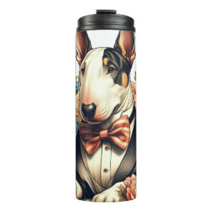 Retro Cute Floral Bull Terrier Thermal Tumbler