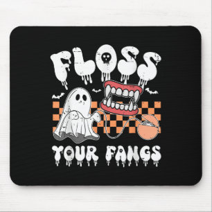 Retro Cute Floss Your Fangs Funny Dental Halloween Mouse Pad