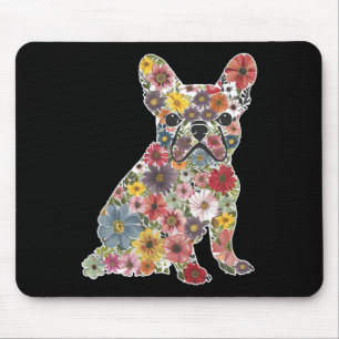 Retro Cute French Bulldog Floral Pet Dog Animal Lo Mouse Pad