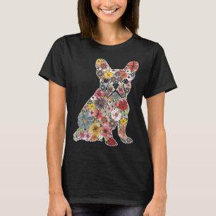 Retro Cute French Bulldog Floral Pet Dog Animal Lo T-Shirt
