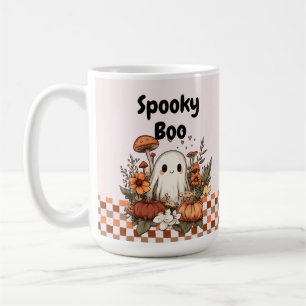 Retro Cute Ghost Mushroom Cottagecore Halloween  Coffee Mug