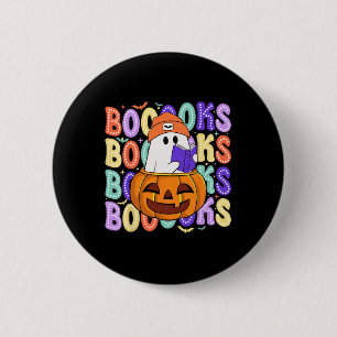 Retro Cute Ghost Teacher Halloween Librarian Read  2 Inch Round Button