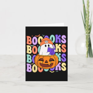 Retro Cute Ghost Teacher Halloween Librarian Read Card