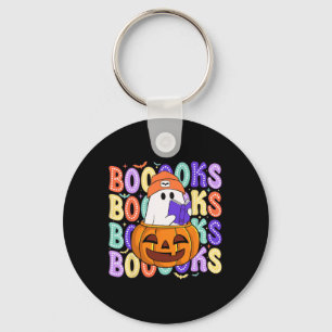 Retro Cute Ghost Teacher Halloween Librarian Read Keychain