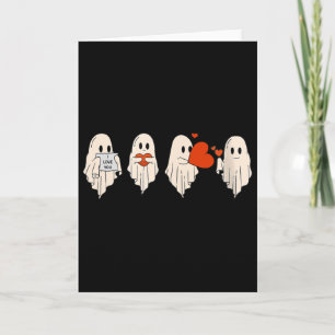 Retro Cute Ghost Valentines Day Women Men Kids Card