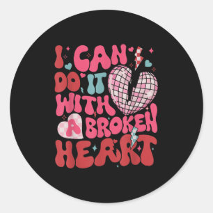 Retro Cute Groovy I Can Do It Quote Disco Heart -  Classic Round Sticker