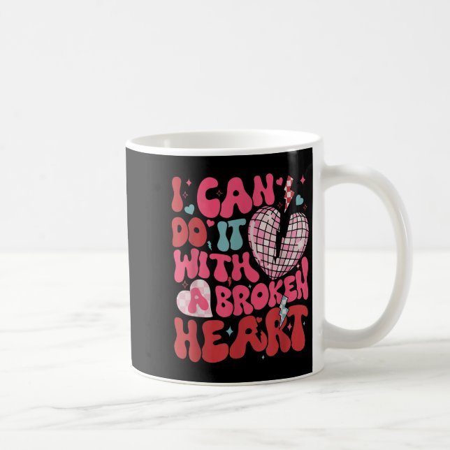 Retro Cute Groovy I Can Do It Quote Disco Heart -  Coffee Mug (Right)