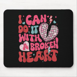 Retro Cute Groovy I Can Do It Quote Disco Heart - Mouse Pad