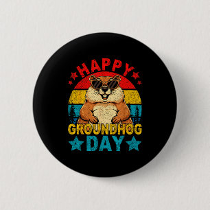 Retro cute groundhog happy groundhog day animal 2 inch round button