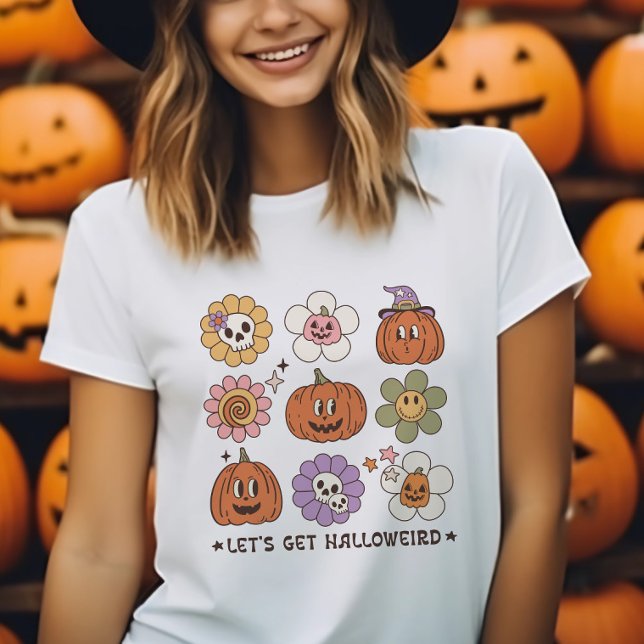 Retro Cute Halloween Flowers T-Shirt (Creator Uploaded)