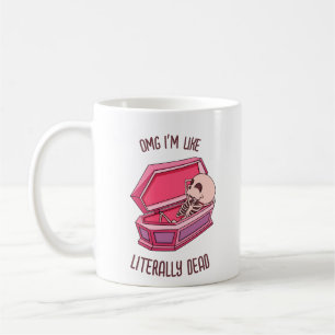 Retro Cute Halloween Skeleton" I'm Dead" Pun Mug