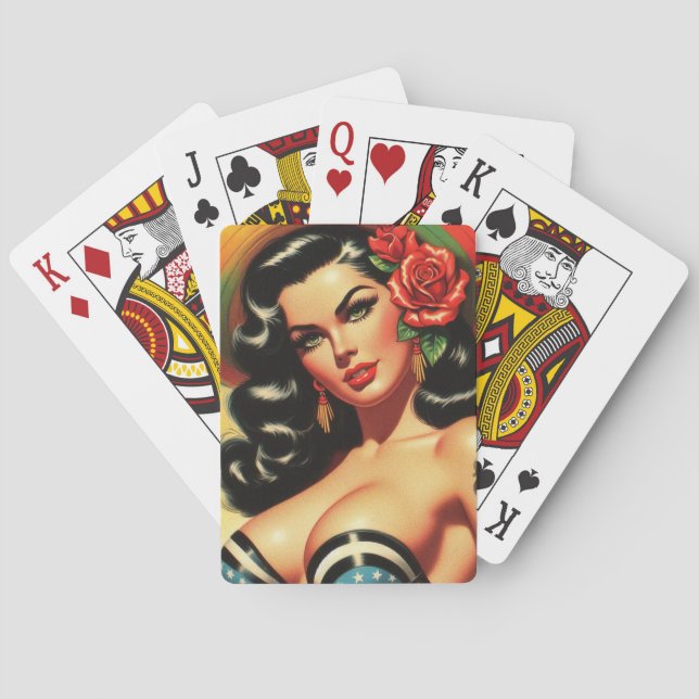 Retro Cute Hot Pinup Playing Cards (Back)