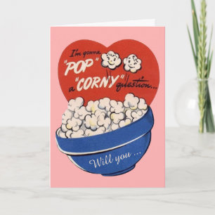 Retro Cute Humour, Popcorn Pop a Corny Question Holiday Card