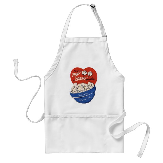 Retro Cute Humour, Popcorn Pop a Corny Question Standard Apron (Front)