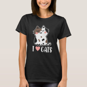 Retro Cute I Heart Love Cats Cat Lady Dad Kitten C T-Shirt