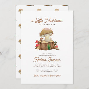 Retro Cute Kawaii Little Mushroom Baby Shower      Invitation