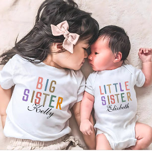 Retro Cute Matching big sis  Baby T-Shirt