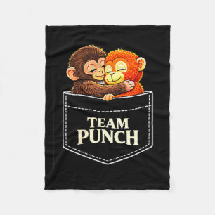 Retro cute monkey punch team punch in pocket fleece blanket