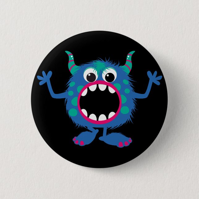 Retro Cute Monster 2 Inch Round Button (Front)