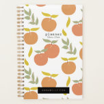 Retro Cute Peach Pattern White Planner<br><div class="desc">This retro and cute personalized planner features a white background with peach and leaf patterns. Personalize it for your needs.</div>