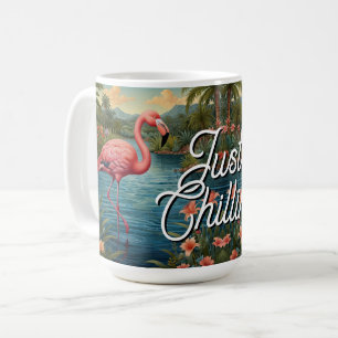 Retro cute pink flamingo tropical paradise   coffee mug