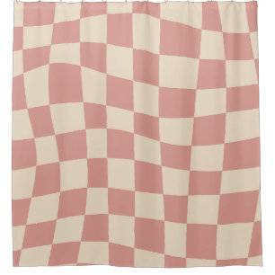 Retro Cute Pink wavy checkered Pattern