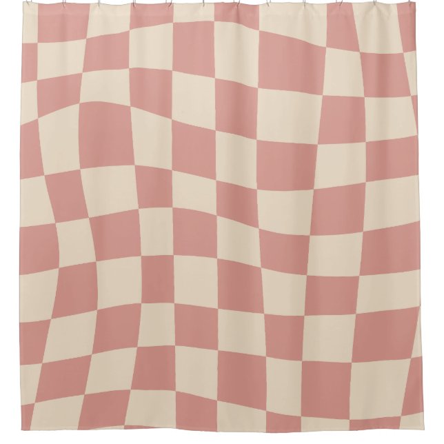Retro Cute Pink wavy checkered Pattern (Front)