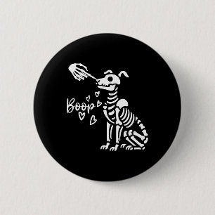 Retro Cute Skeleton Hand Boop Dog Funny Halloween 2 Inch Round Button