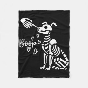 Retro Cute Skeleton Hand Boop Dog Funny Halloween Fleece Blanket