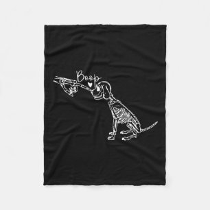 Retro Cute Skeleton Hand Boop Dog Funny Halloween Fleece Blanket