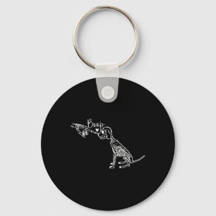 Retro Cute Skeleton Hand Boop Dog Funny Halloween Keychain