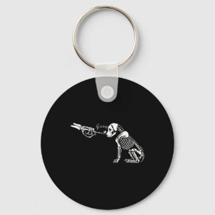 Retro Cute Skeleton Hand Boop Dog Funny Halloween Keychain