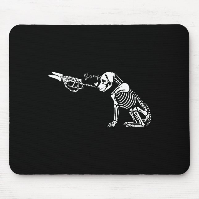 Retro Cute Skeleton Hand Boop Dog Funny Halloween  Mouse Pad (Front)