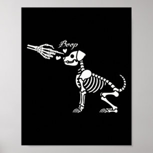 Retro Cute Skeleton Hand Boop Dog Funny Halloween Poster