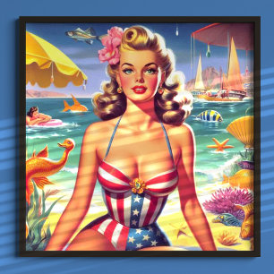 Retro Cute Summer Pin-up Poster