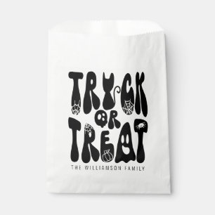 Retro Cute Trick or Treat Halloween Ghost   Black Favour Bag