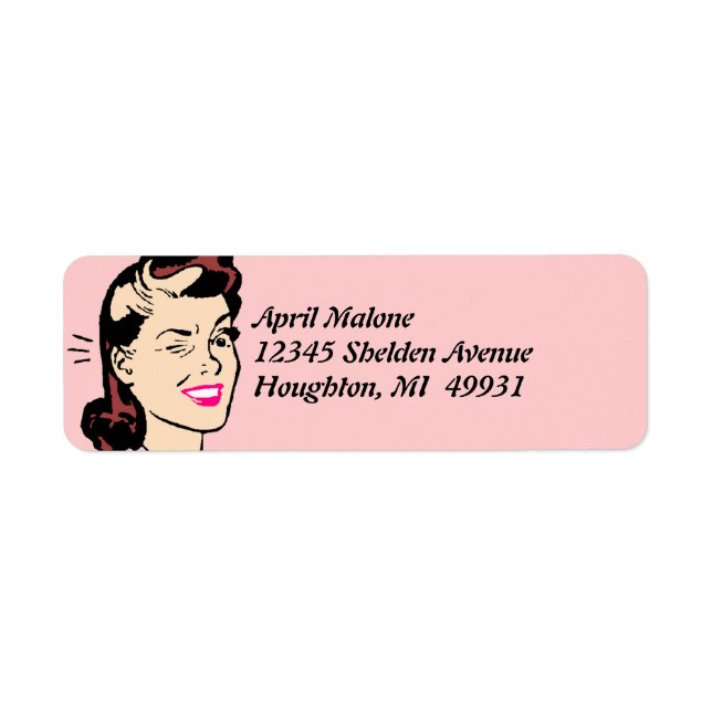 Retro Cute Wink Winking Lady Winks Labelling Label (Front)