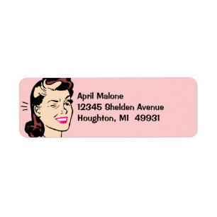 Retro Cute Wink Winking Lady Winks Labelling Label