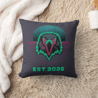 Retro Cyberpunk Geometric Animal Neon Art Graphic Throw Pillow