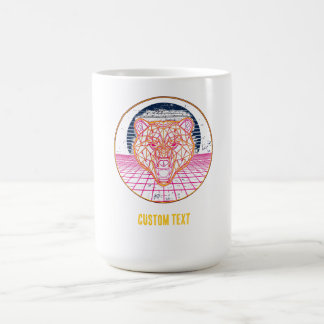 Retro Cyberpunk Geometric Bear Neon Art Graphic Coffee Mug